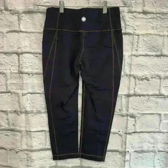 Athleta Capri Leggings SMALL Gray Ruched Hem Crop - Picture 2 of 2